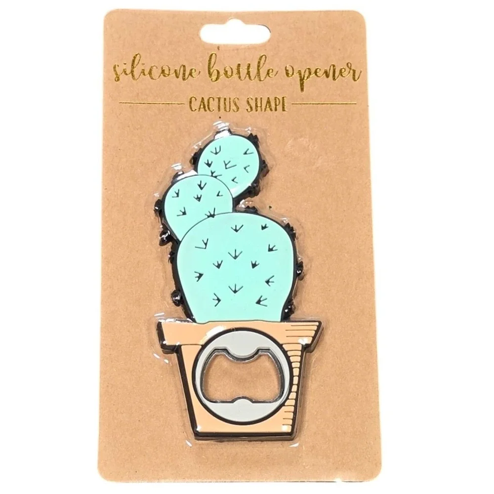TMD Retail Bar Tool Novelty Cactus Silicone Bottle Opener Green Brand New